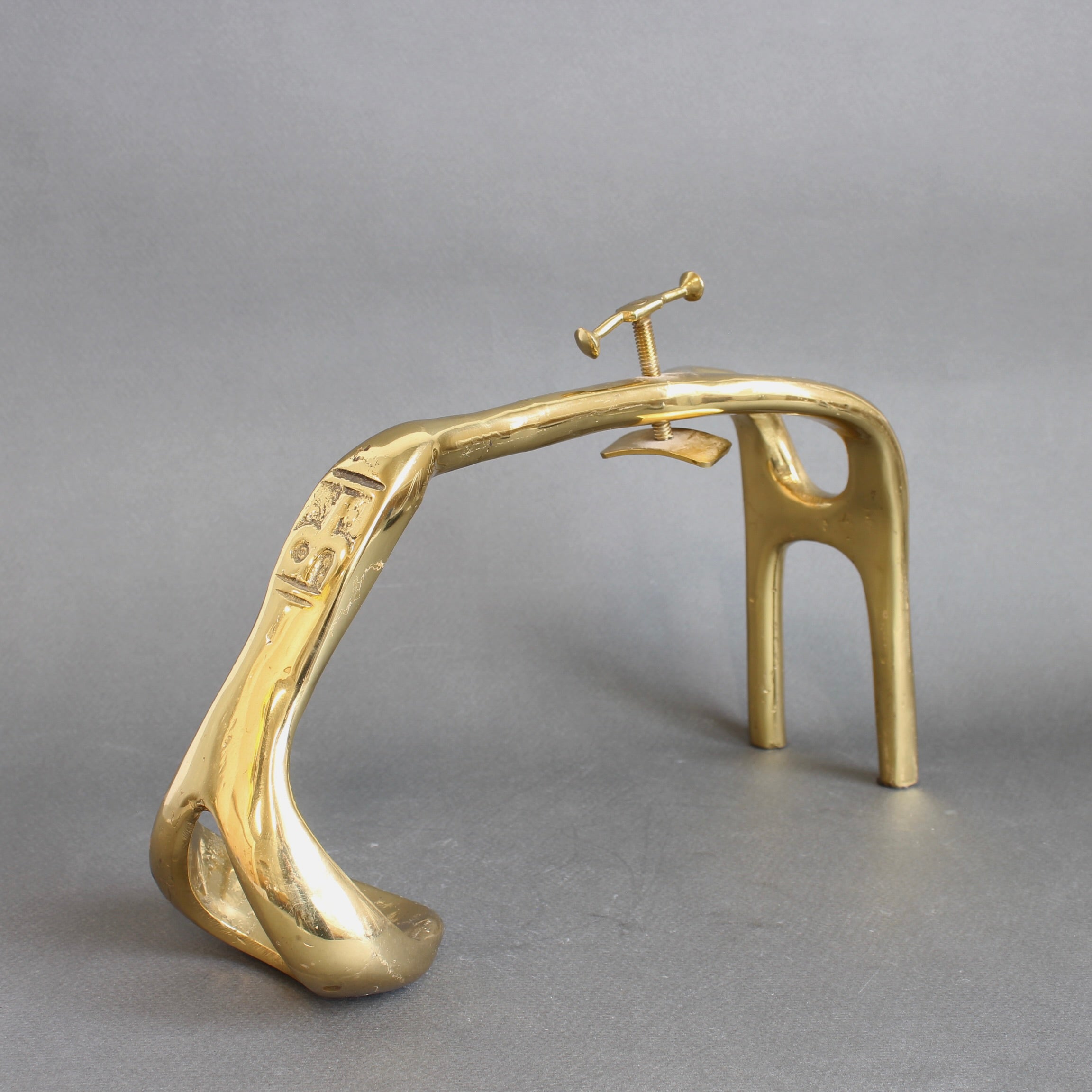 Vintage Brass Wine Bottle Pourer and Display Stand by David
