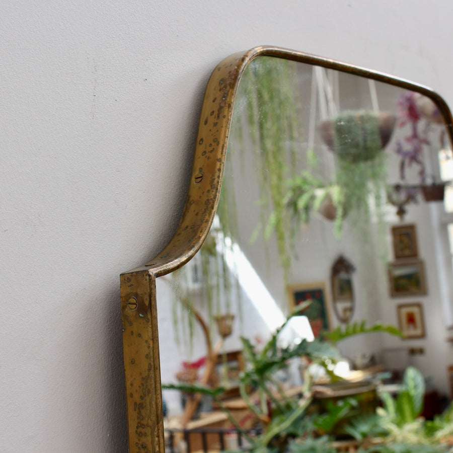 Vintage Italian Wall Mirror with Brass Frame (circa 1950s)