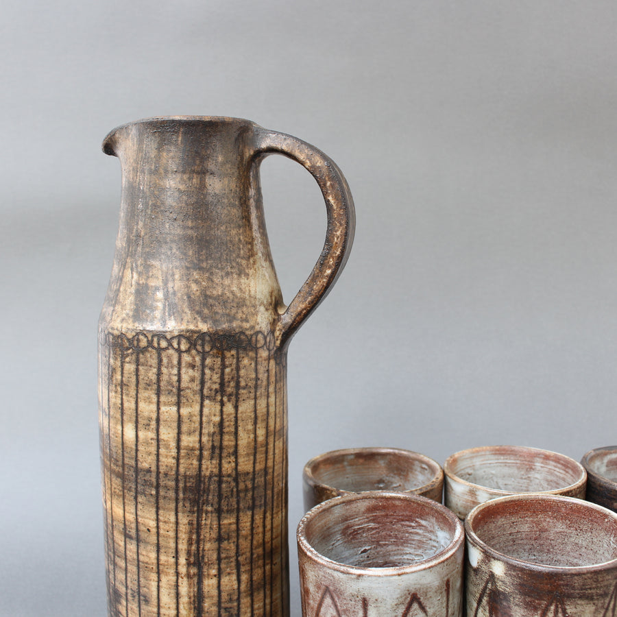 Mid-Century Decorative Ceramic Drink Set by Jacques Pouchain - Atelier Dieulefit (circa 1960s)