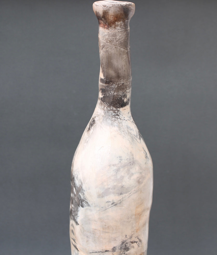 Vintage French Decorative Ceramic Elongated Bottle (20th C)