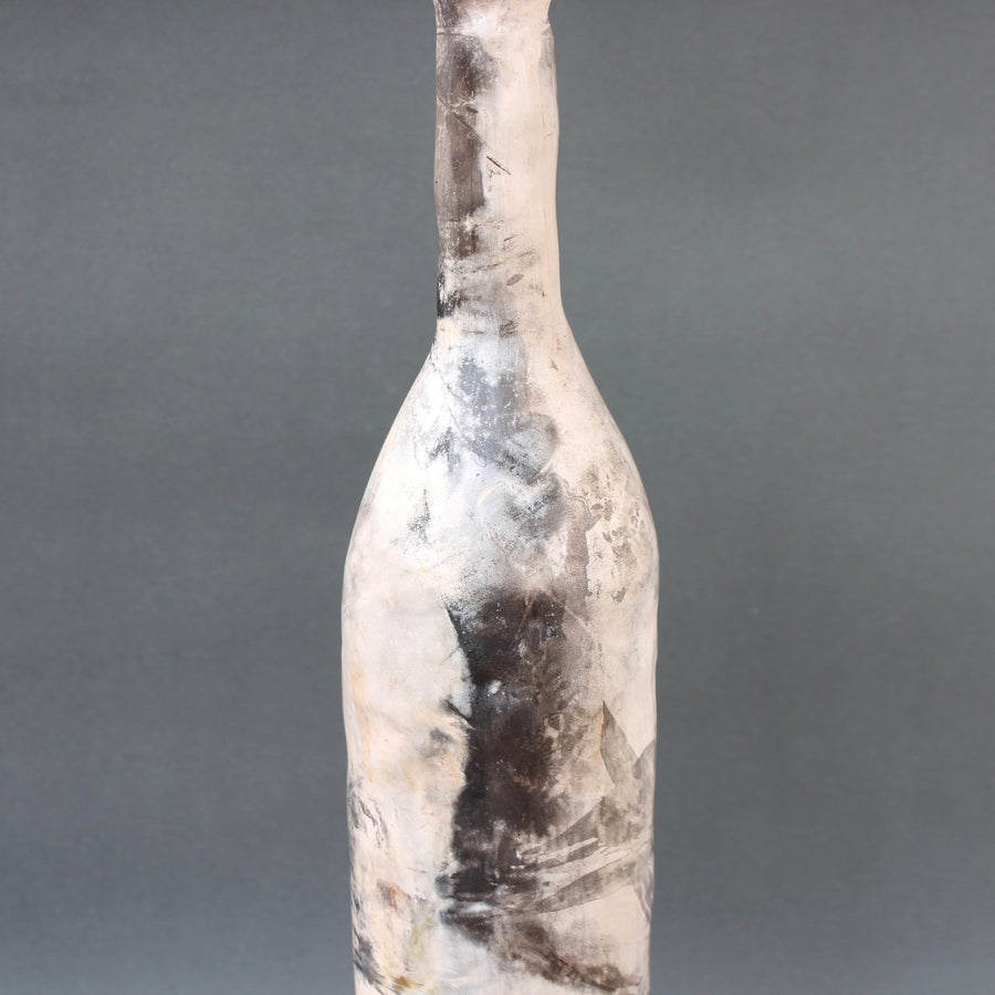 Vintage French Decorative Ceramic Elongated Bottle (20th C)