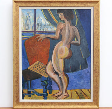 'Nude at the Window Overlooking Sacré-Coeur' by Louis Latapie (circa 1930s)