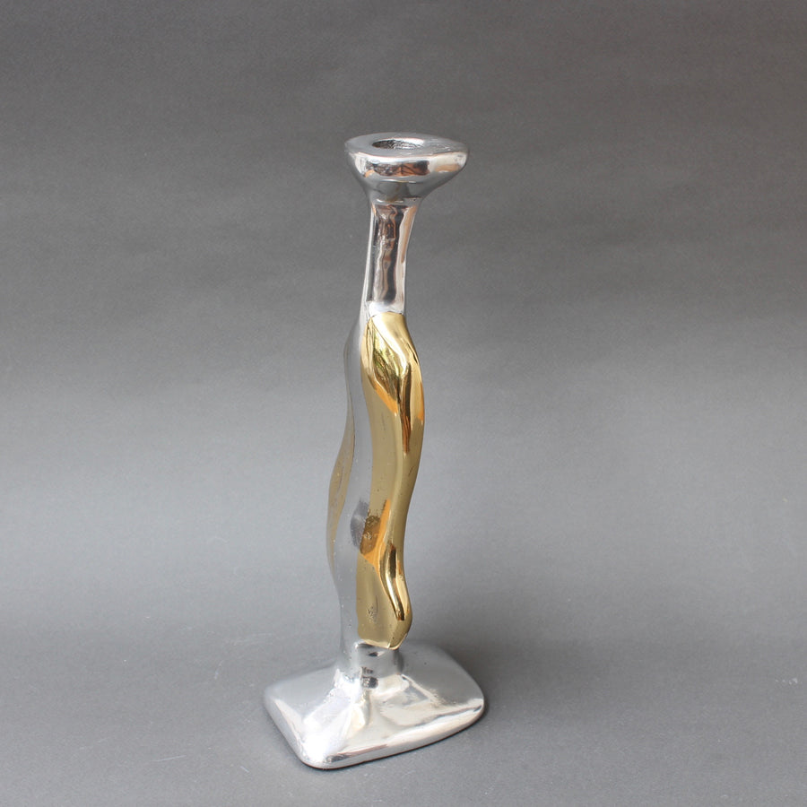 Aluminium and Brass Brutalist Style Candle Stand in the Style of David Marshall (circa 1970s)