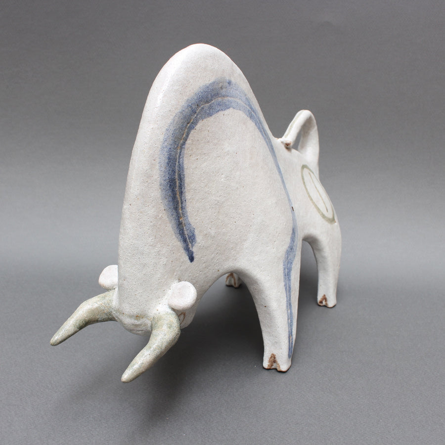Ceramic White Bull by Bruno Gambone (Circa 1970s)