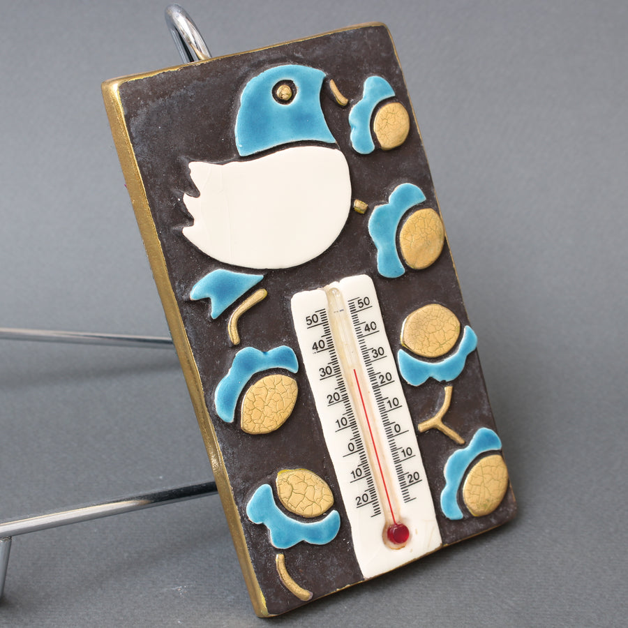 Decorative French Vintage Ceramic Thermometer and Casing by Mithé Espelt (circa 1960s)