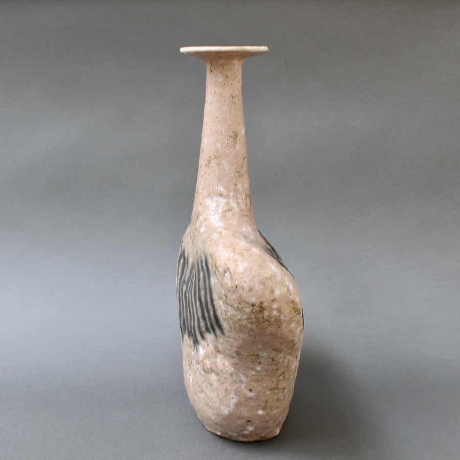 Italian Ceramic Bottle-Shaped Vase by Bruno Gambone (circa 1980s)