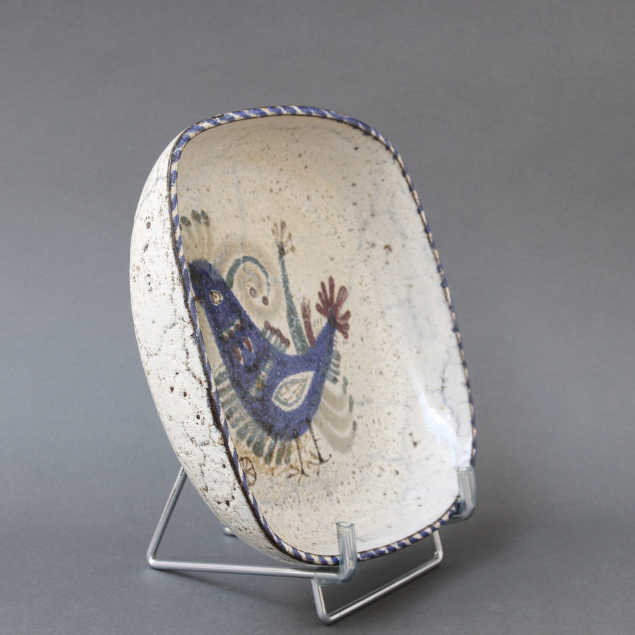 French Ceramic Bowl with Rooster Motif by Le Mûrier (circa 1960s)