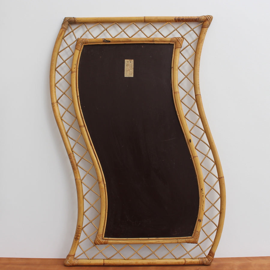 French Bamboo and Rattan Mirror (circa 1950s)