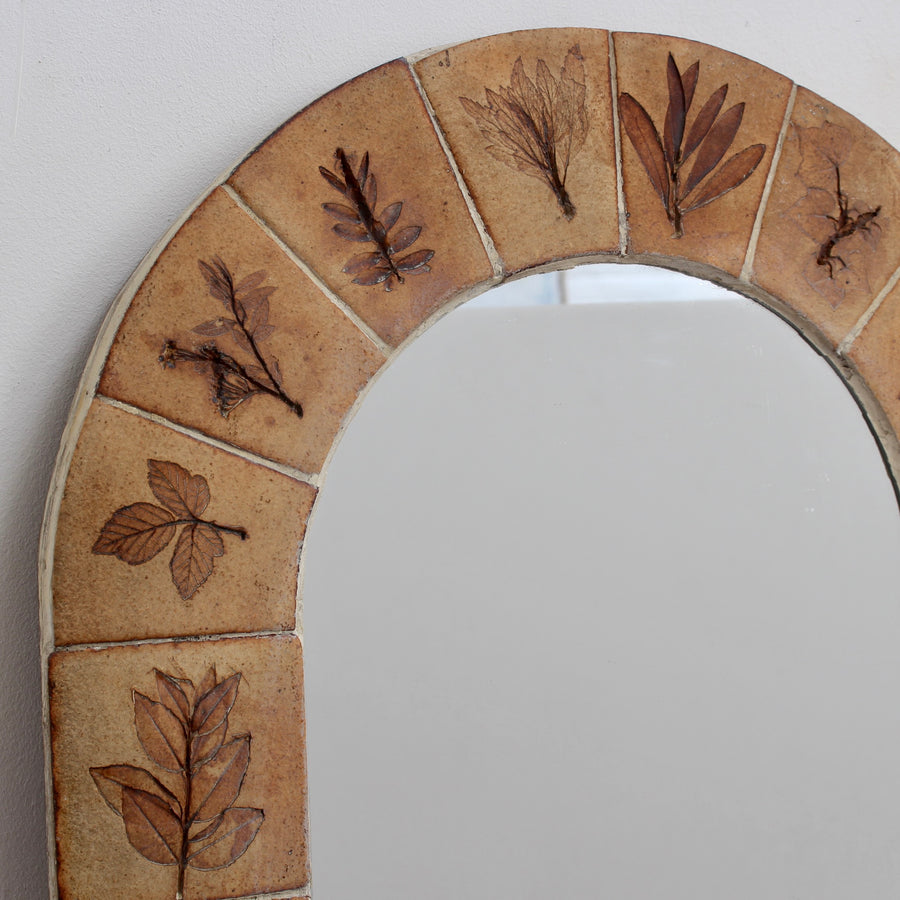 French Vintage Ceramic Wall Mirror Attributed to Roger Capron (circa 1970s)