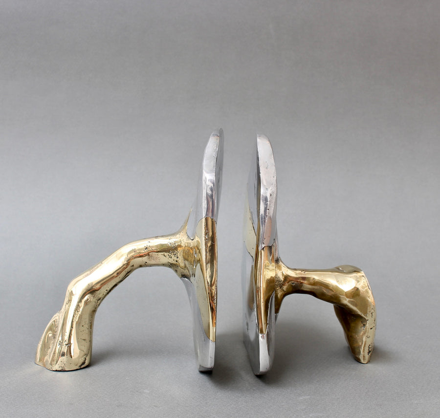 Brass and Aluminium Bookends by David Marshall (circa 1980s)