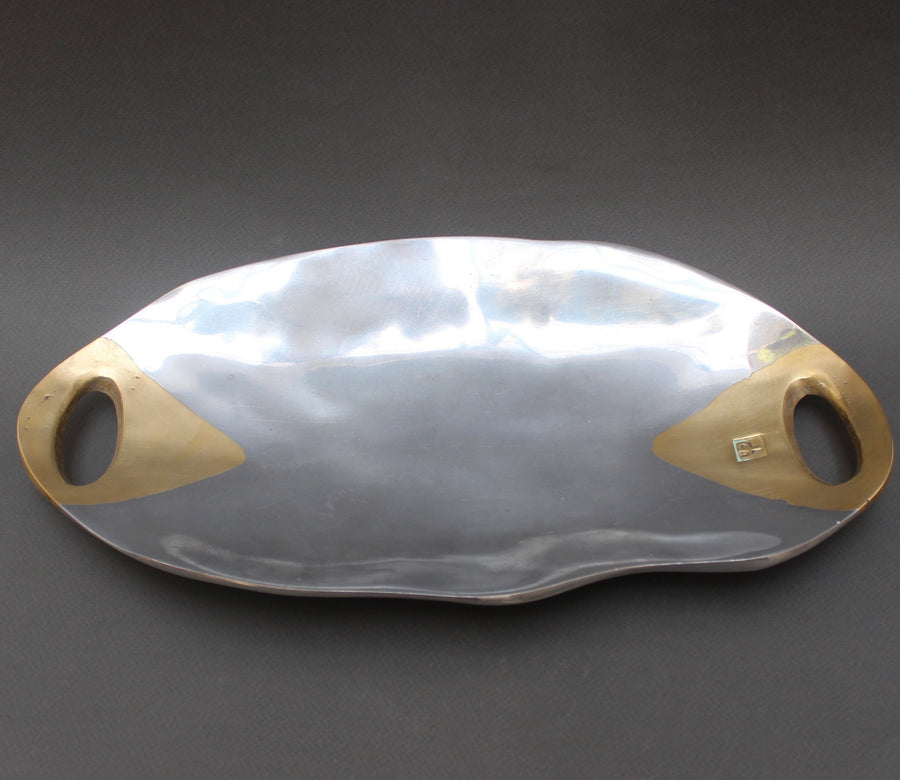 Aluminium and Brass Brutalist Style Tray by David Marshall (c. 1970)