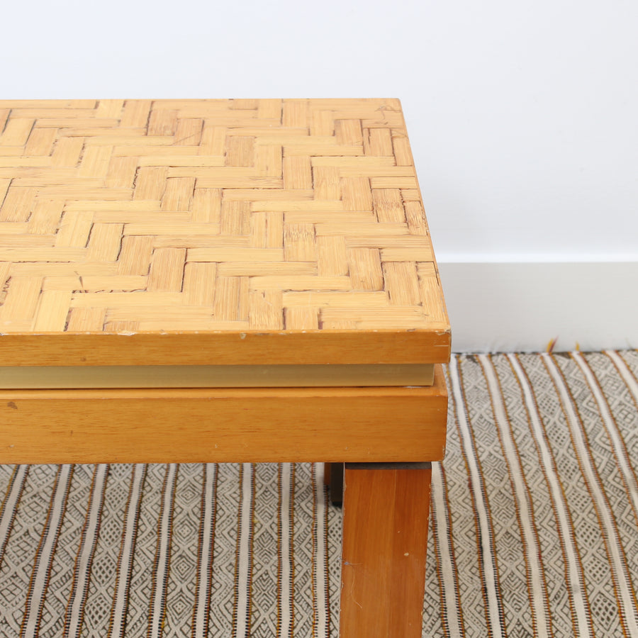 Italian Lacquered Bamboo Marquetry Side Table (circa 1970s)