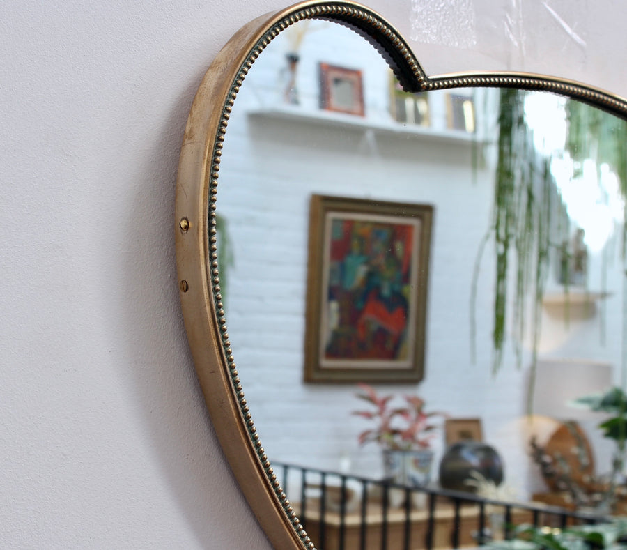 Italian Vintage Wall Mirror with Brass Frame (circa 1950s) - Small
