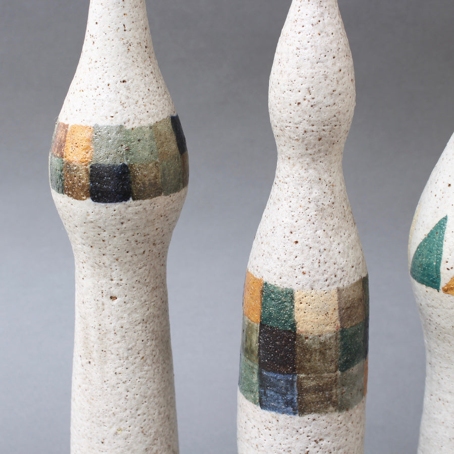 Set of Three Bottle-Shaped Vases by Bruno Gambone (circa 1990s)