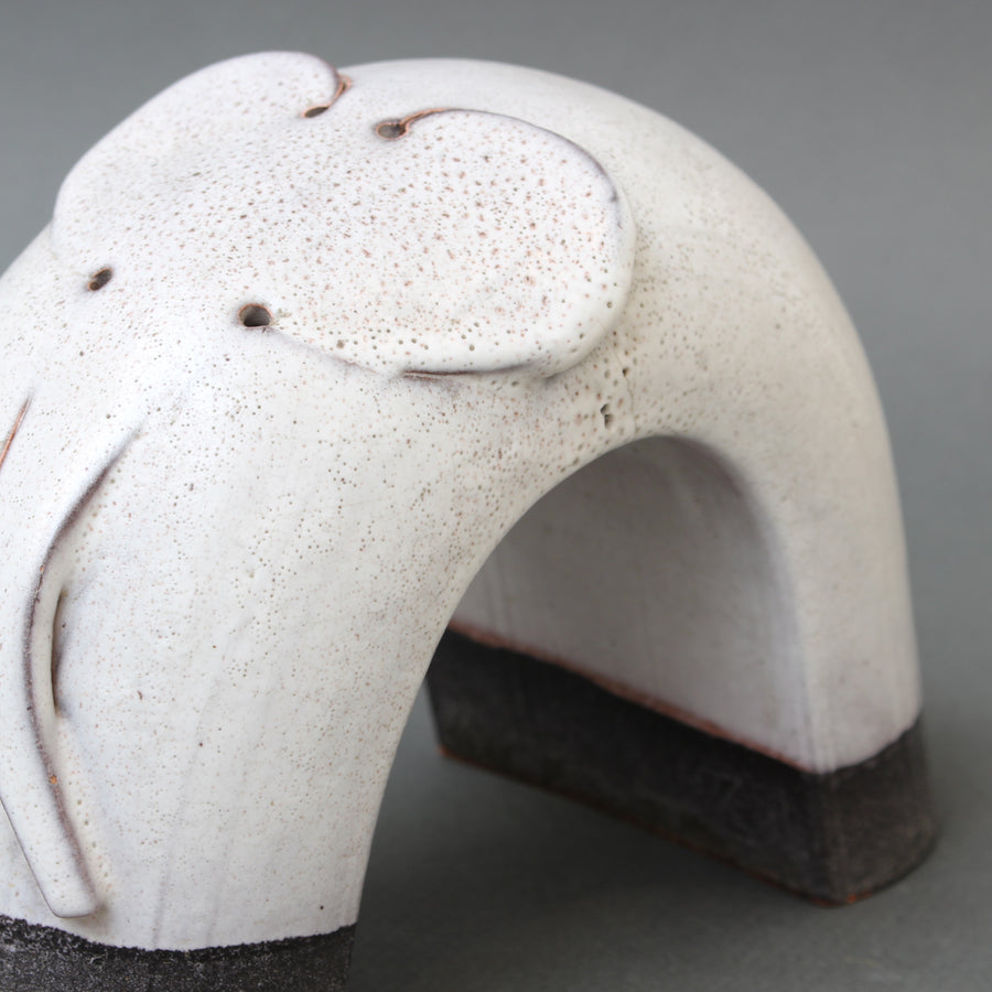 Vintage Italian Ceramic Elephant Sculpture by Alessio Tasca (circa 1970s)
