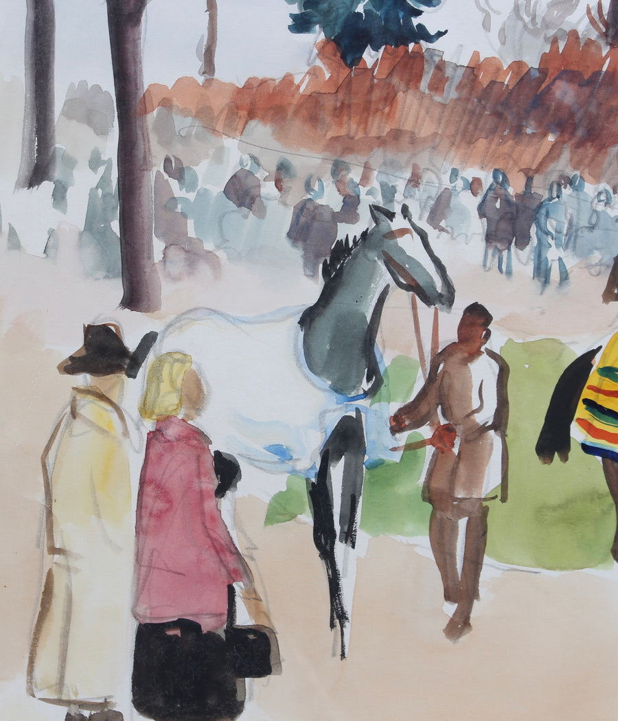 'Promenade of Horses at Auteuil Horse Track Paris' by Yves Brayer (circa 1960s)