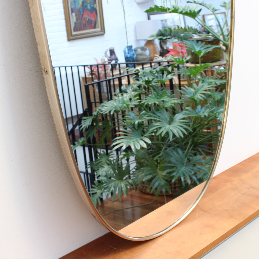 Mid-Century Italian Wall Mirror with Brass Frame (circa 1950s) - Large