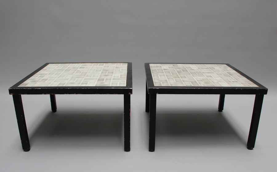 Set of Three Mid-Century French Tiled Tables (circa 1960s)
