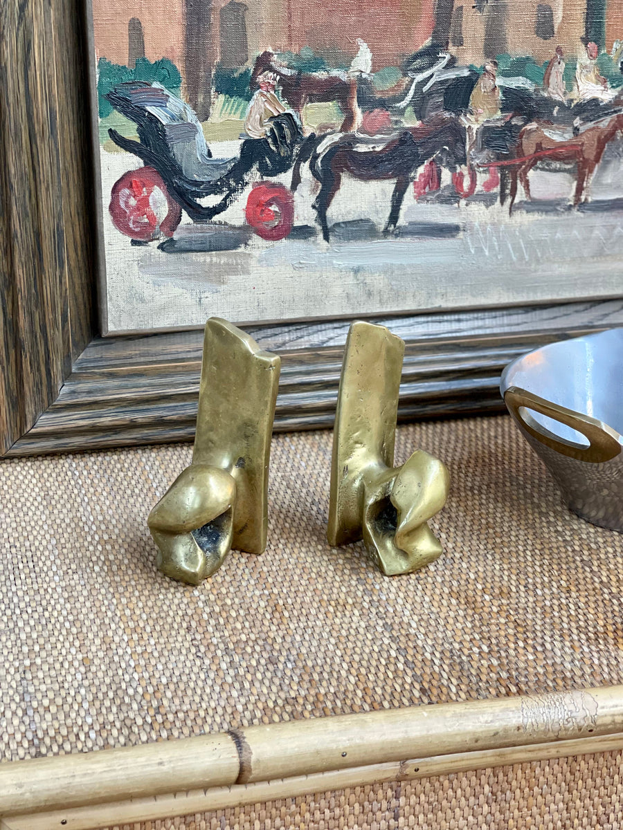 Pair of Brass Bookends by David Marshall (circa 1980s)