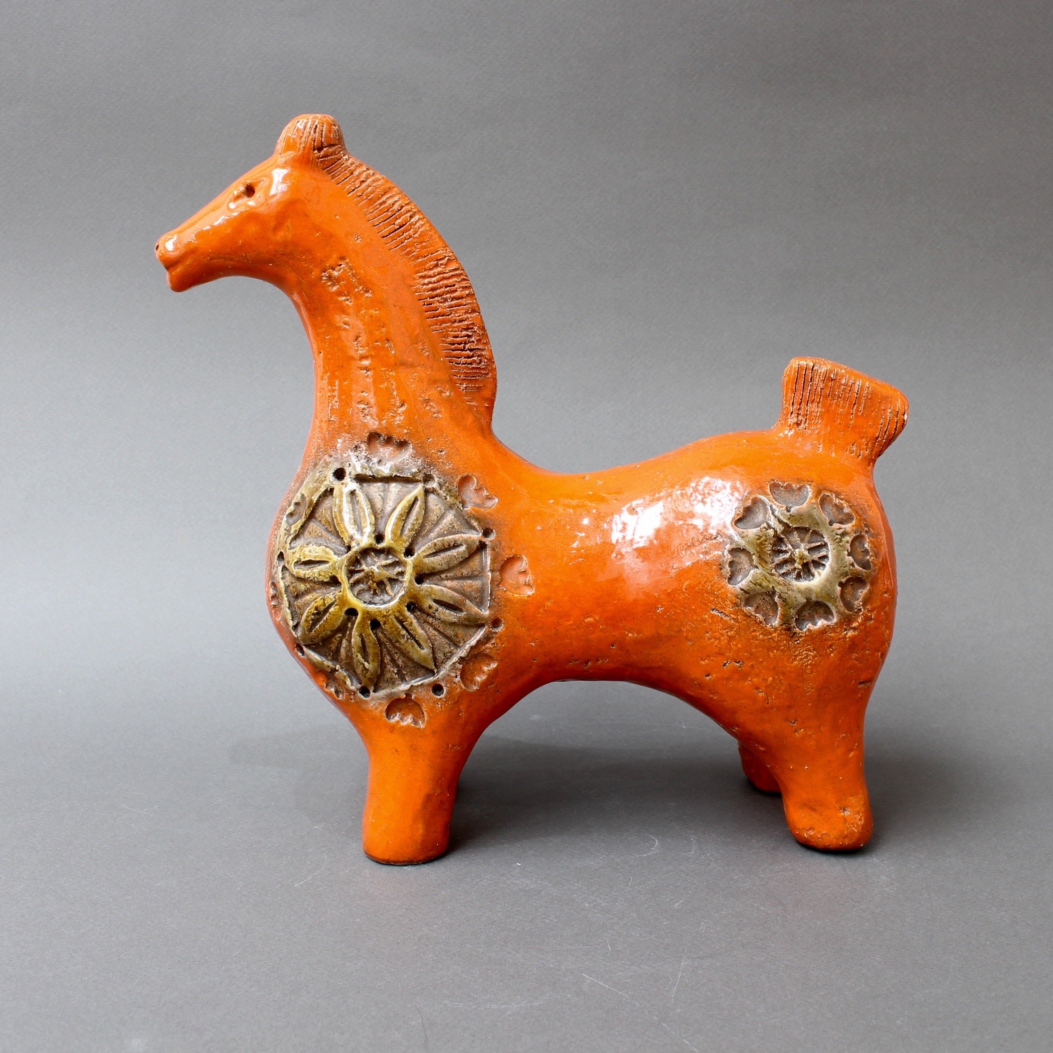 Italian Ceramic Orange Horse by Aldo Londi for Bitossi (circa