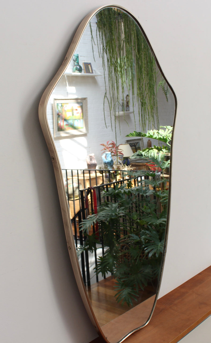 Mid-Century Italian Wall Mirror With Brass Frame (circa 1950s) - Large