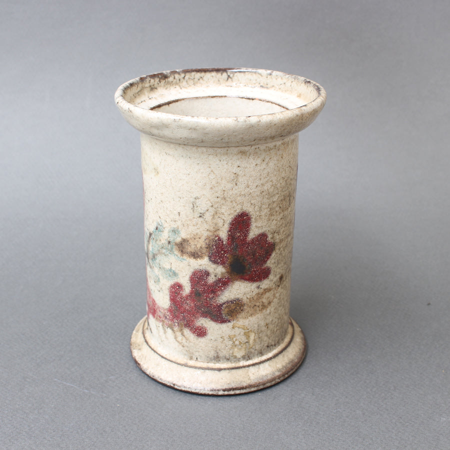 Small Ceramic Apothecary Jar by Gustave Reynaud for Le Mûrier (circa 1950s)