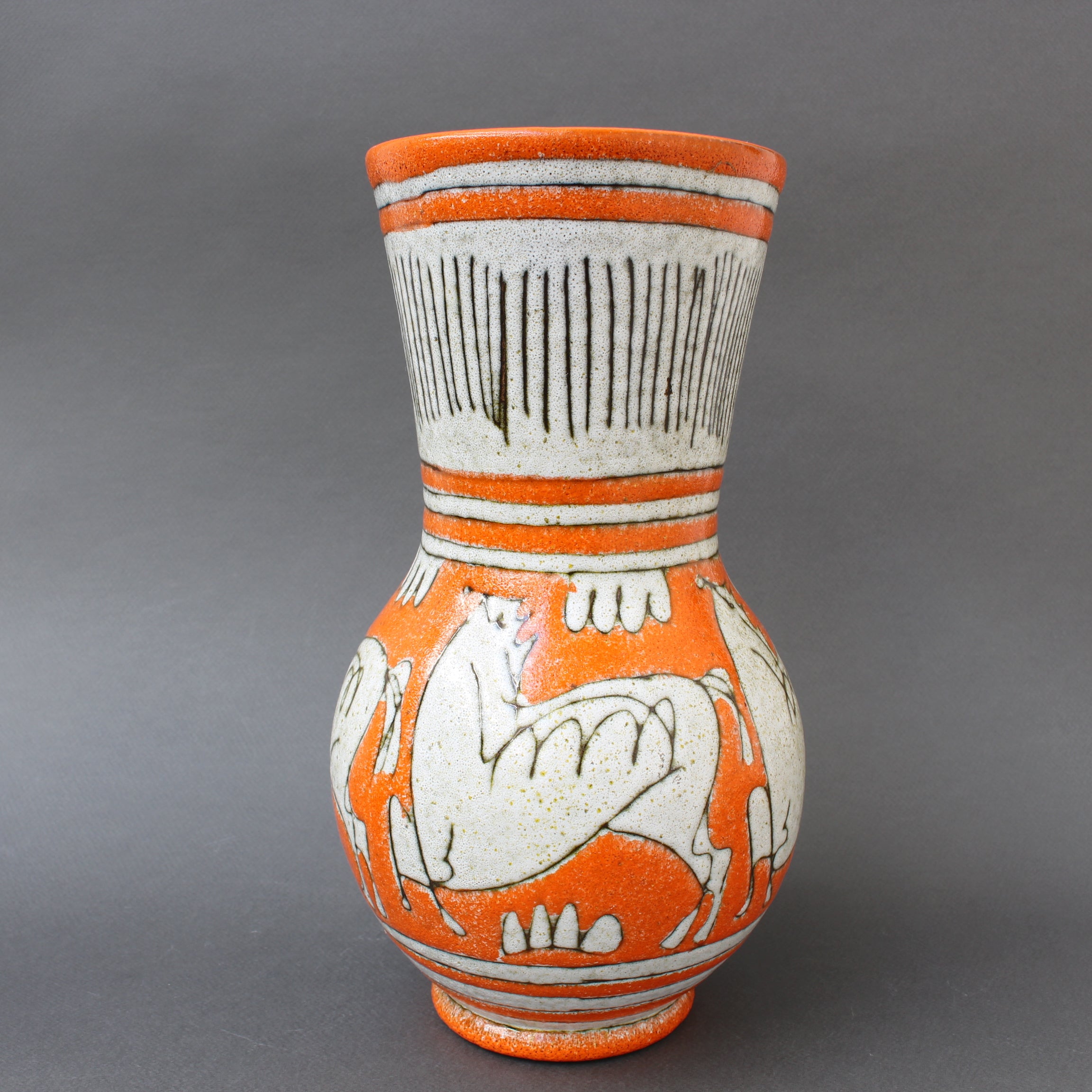 Mid-Century Italian Orange Ceramic Vase by Fratelli Fanciullacci