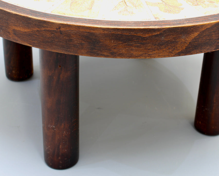 Low Side Table with Decorative Leaf Motif by Roger Capron (circa 1970s)