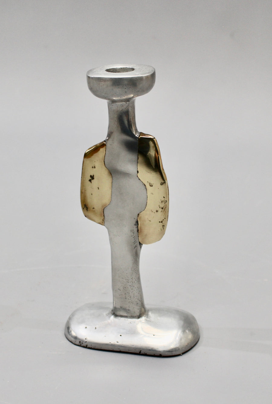 Aluminium and Brass Candlestick by David Marshall (circa 1980s)