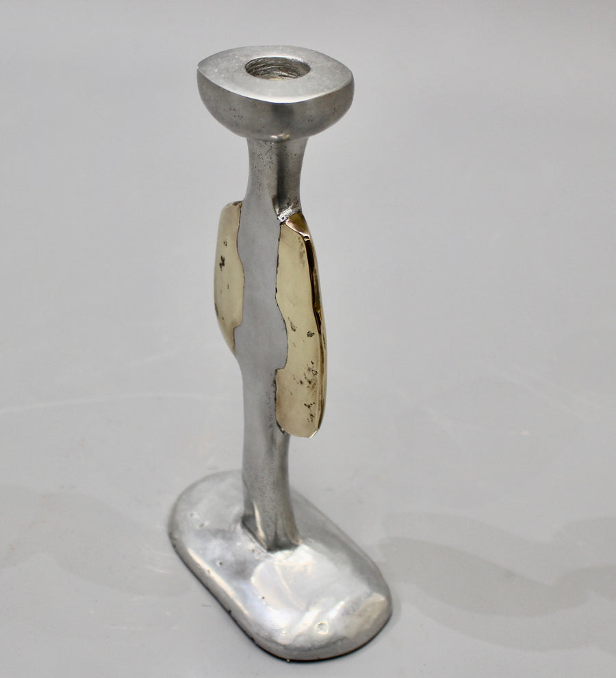 Aluminium and Brass Candlestick by David Marshall (circa 1980s)