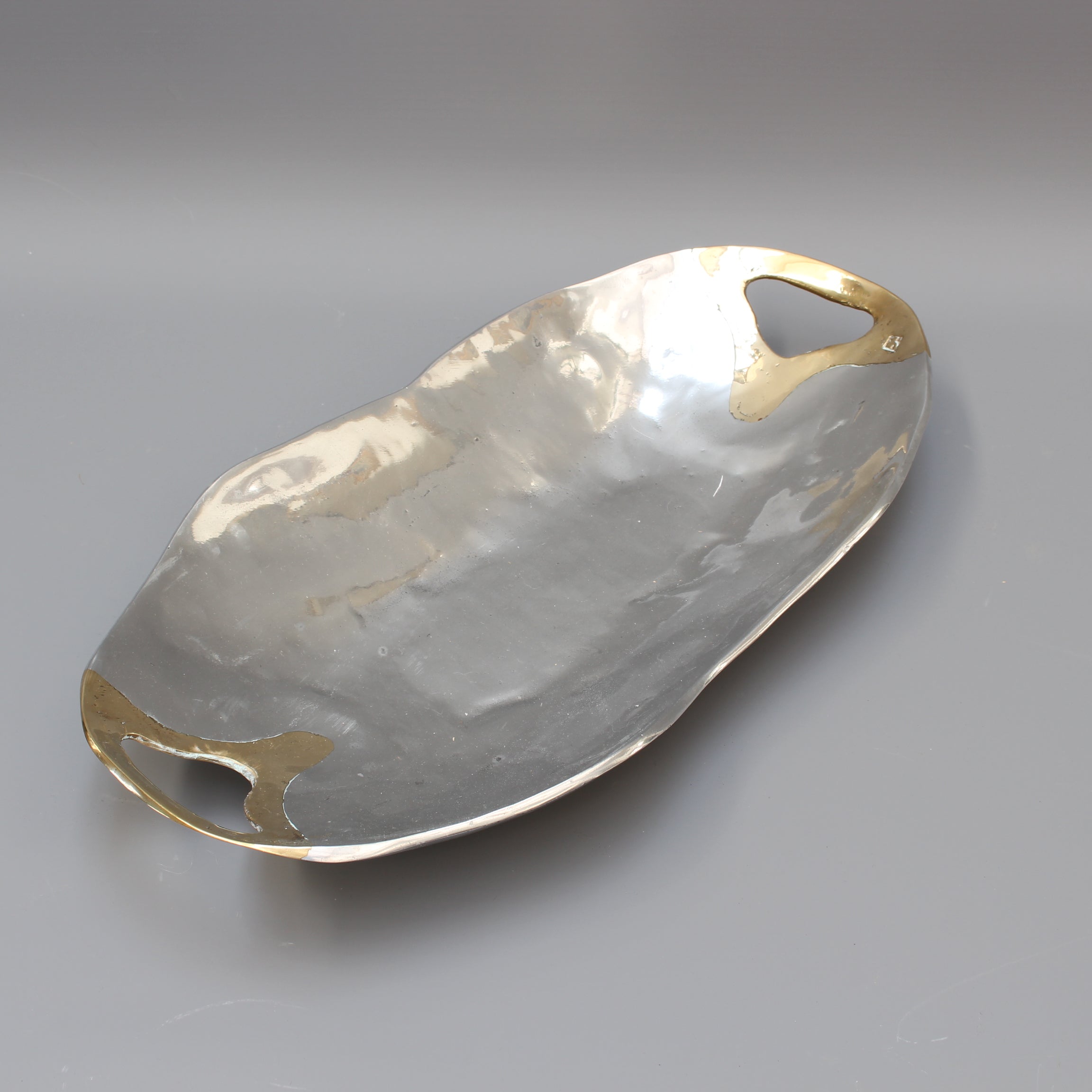 Aluminium and Brass Brutalist Style Tray by David Marshall (1980s