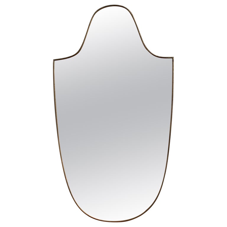 Mid-Century Italian Wall Mirror with Brass Frame - Large (circa 1950s)