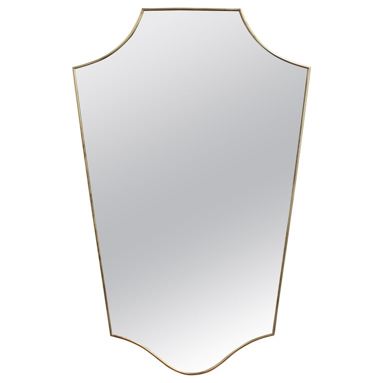 Mid-Century Italian Wall Mirror with Brass Frame (circa 1960s)