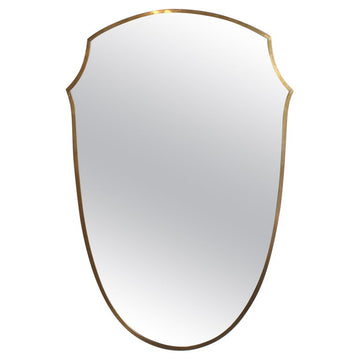 Vintage Italian Wall Mirror with Brass Frame (circa 1950s)