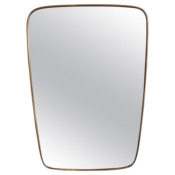 Vintage Italian Wall Mirror with Brass Frame (circa 1960s)