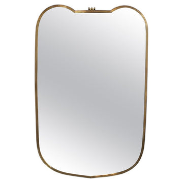 Mid-Century Italian Wall Mirror with Brass Frame (circa 1960s)