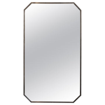 Italian Vintage Octagonal Wall Mirror with Brass Frame (circa 1960s)