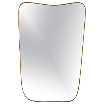 Vintage Italian Wall Mirror with Brass Frame (circa 1960s) - Large