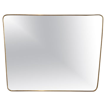 Mid-Century Italian Wall Mirror with Brass Frame (circa 1950s)