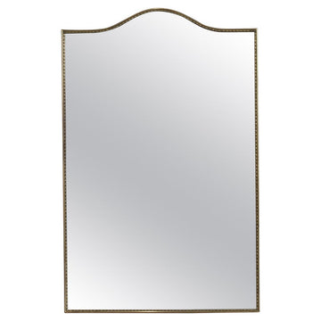 Vintage Italian Wall Mirror with Brass Frame and Beading (circa 1960s)