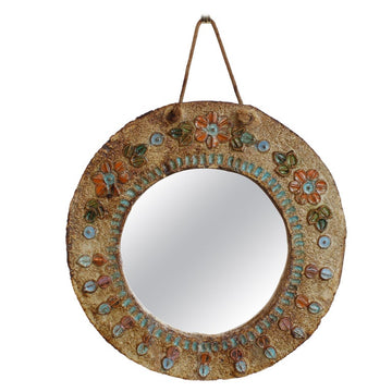 French Vintage Ceramic Wall Mirror by La Roue (circa 1960s)