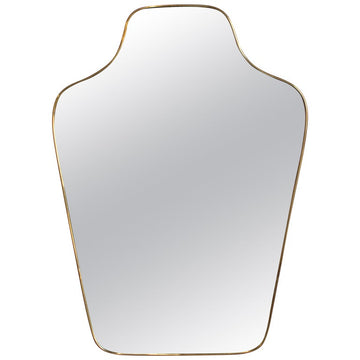 Vintage Italian Wall Mirror with Brass Plated Frame (circa 1960s)