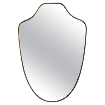 Mid-Century Italian Wall Mirror with Brass Frame and Beading (circa 1960s)