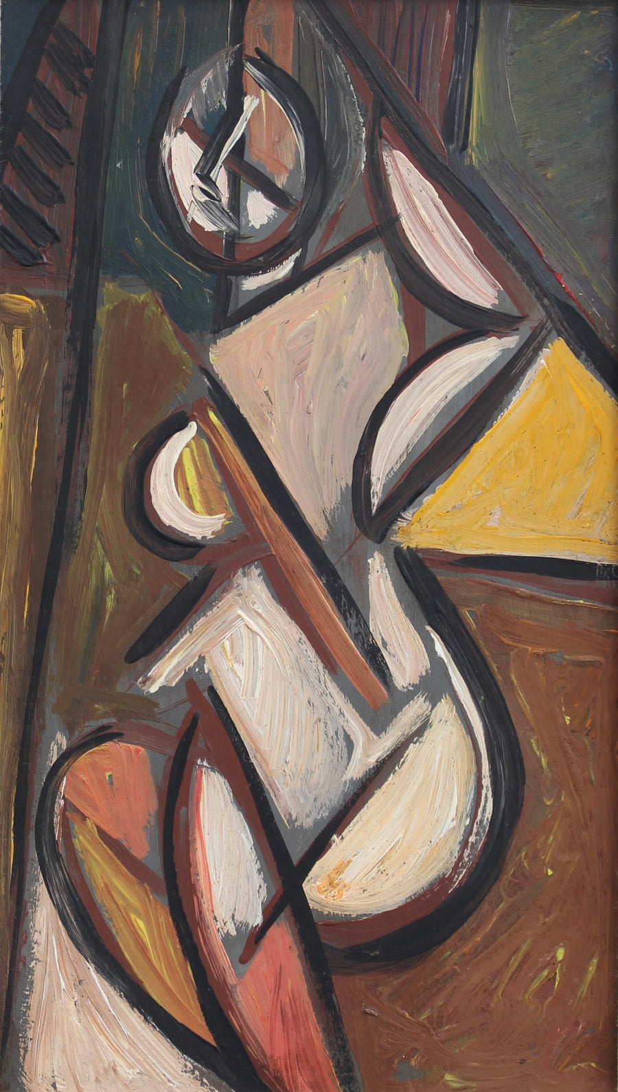 'Radiant Muse: Inspired Cubist Portrait', German School (circa 1970s)