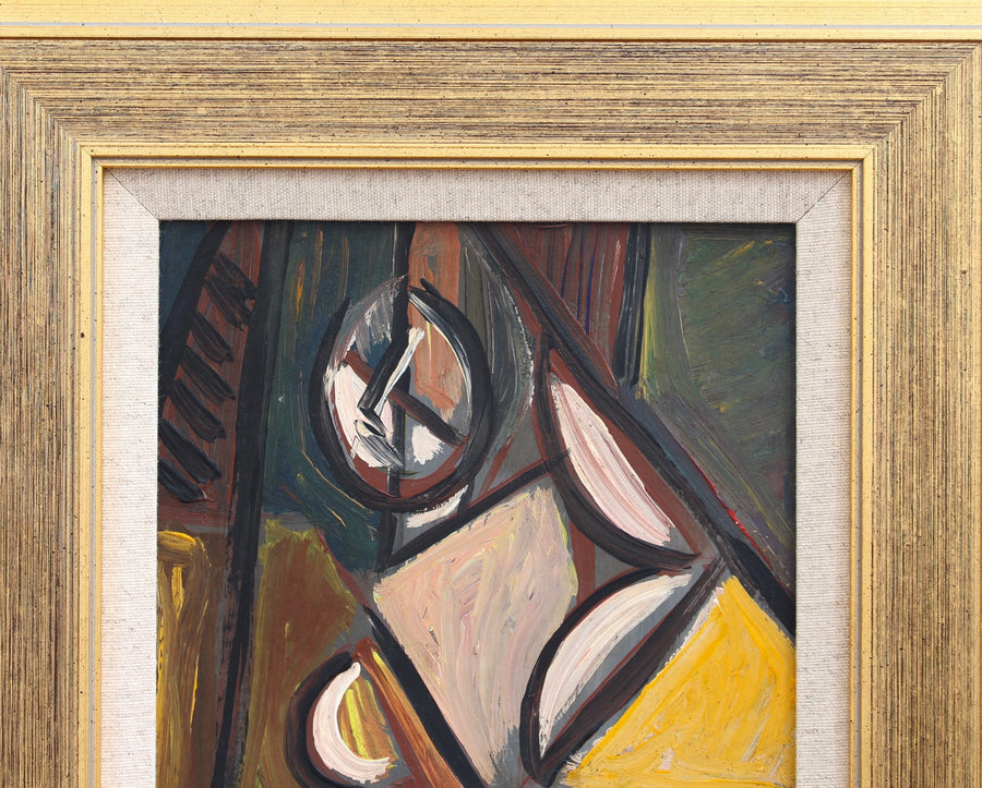 'Radiant Muse: Inspired Cubist Portrait', German School (circa 1970s)