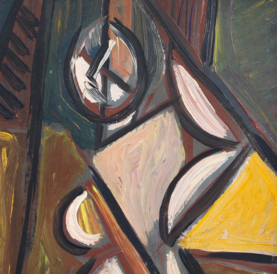 'Radiant Muse: Inspired Cubist Portrait', German School (circa 1970s)