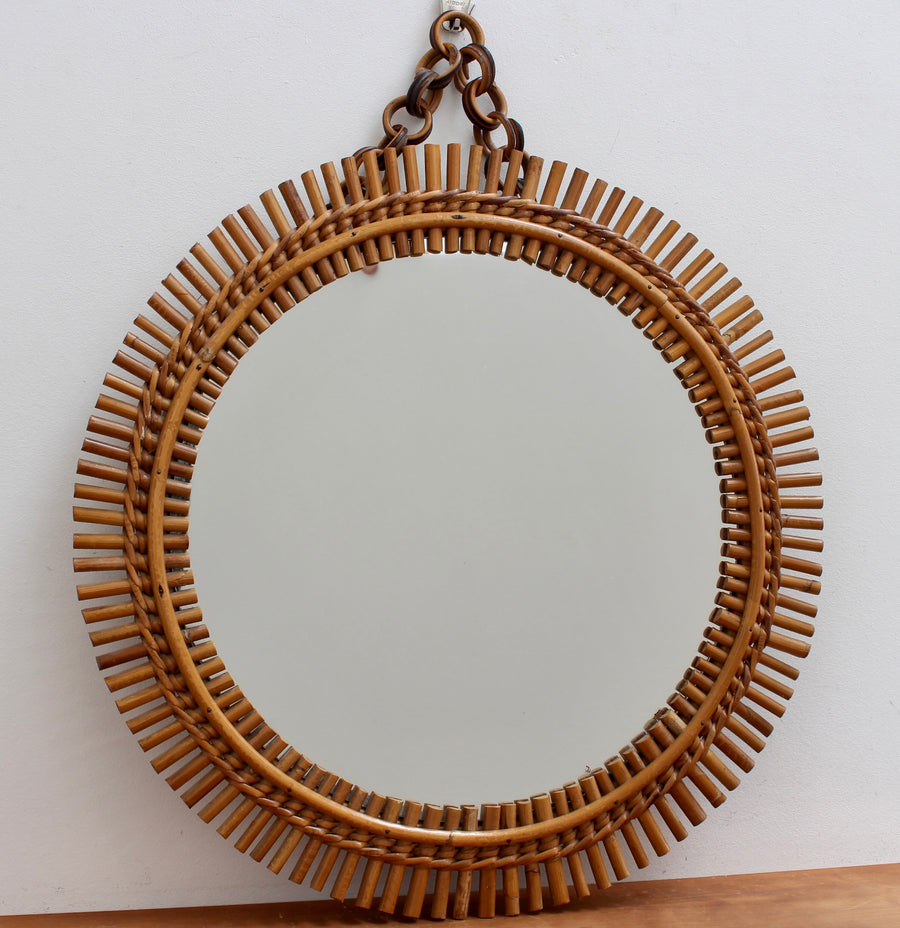 Vintage Italian Round Wall Mirror with Hanging Chain (circa 1960s)