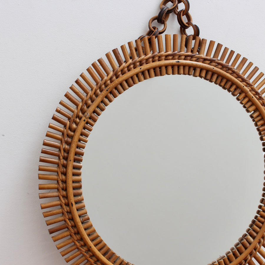 Vintage Italian Round Wall Mirror with Hanging Chain (circa 1960s)