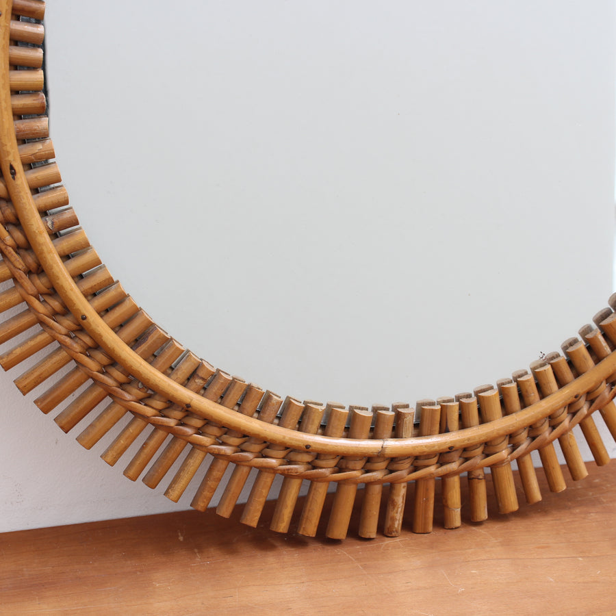 Vintage Italian Round Wall Mirror with Hanging Chain (circa 1960s)