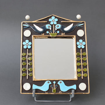Vintage Ceramic Wall Mirror by Mithé Espelt (circa 1970s)